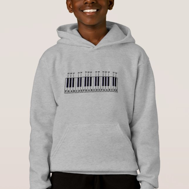 Piano Tangentbord Diagram Tee Shirt (Framsida)