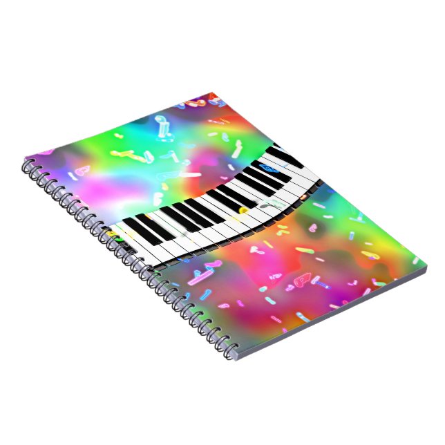 Piano Tangentbord färglöst musiktema, Anteckningsbok (Högra Sidan)