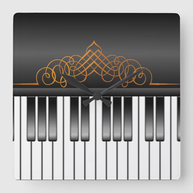 Piano Tangentbord Fyrkantig Klocka (Framsida)