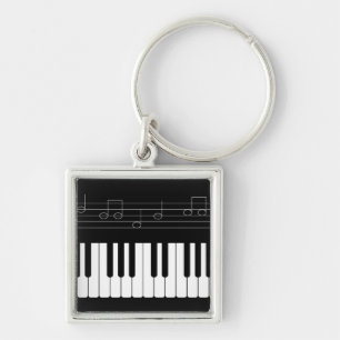 Piano tangentbord fyrkantig silverfärgad nyckelring