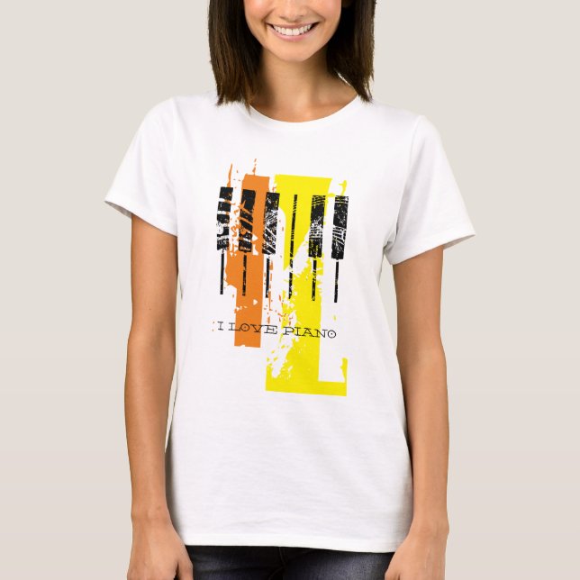 Piano Tangentbord Grunge Tee (Framsida)