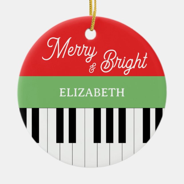 Piano Tangentbord Merry & Bright Pianist-julen Julgransprydnad Keramik (Framsidan)