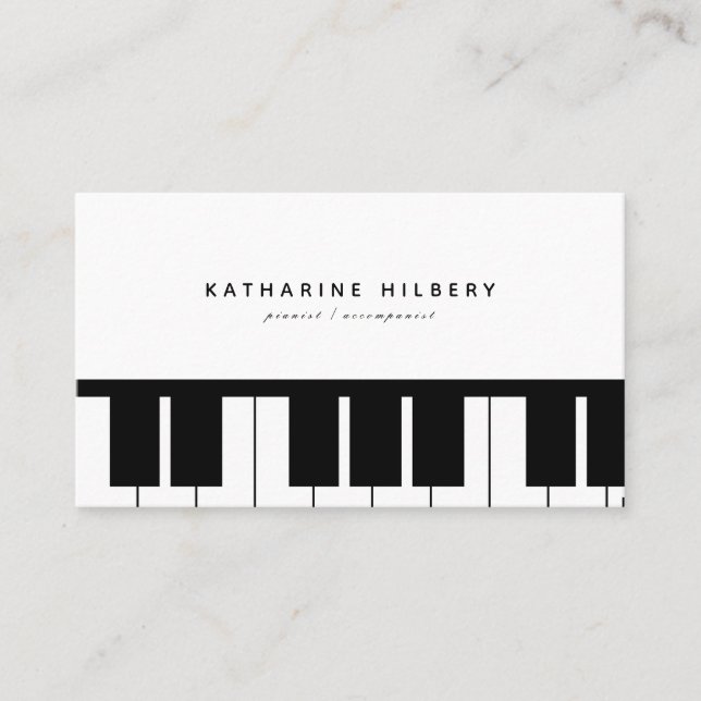 Piano Tangentbord minimalistiskt vitt Affärskort Visitkort (Framsida)
