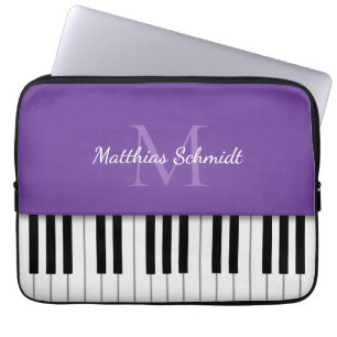 Piano Tangentbord Monogrammed Personlig Lila Laptop Fodral