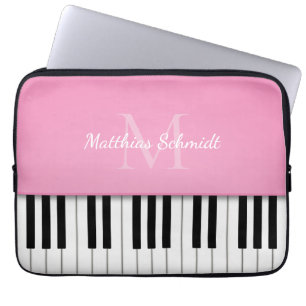 Piano Tangentbord Monogrammed Personlig Rosa Laptop Fodral