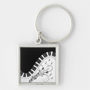 Piano Tangentbord Music Design Fyrkantig Silverfärgad Nyckelring
