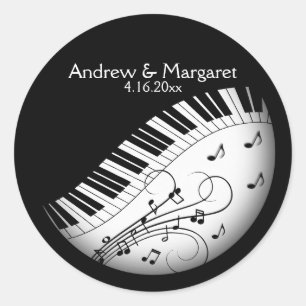 Piano Tangentbord Music Design Namn Datum Runt Klistermärke