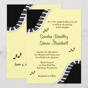 Piano Tangentbord Music OSA med Menu Gult Inbjudningar