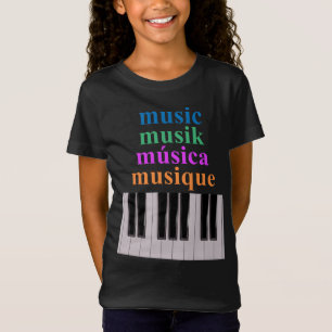 Piano Tangentbord Music Text på Många T Shirt
