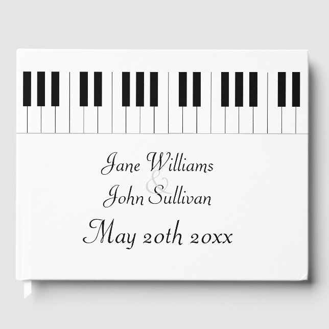 Piano Tangentbord Music ThELED Bröllop Guestbook Gästböcker (Framsida)