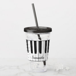 Piano Tangentbord Musical Design Acrylic Tumbler Take Away Mugg
