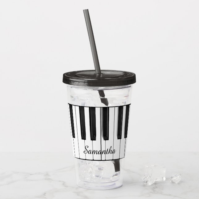 Piano Tangentbord Musical Design Acrylic Tumbler Take Away Mugg (Framsida Ice)