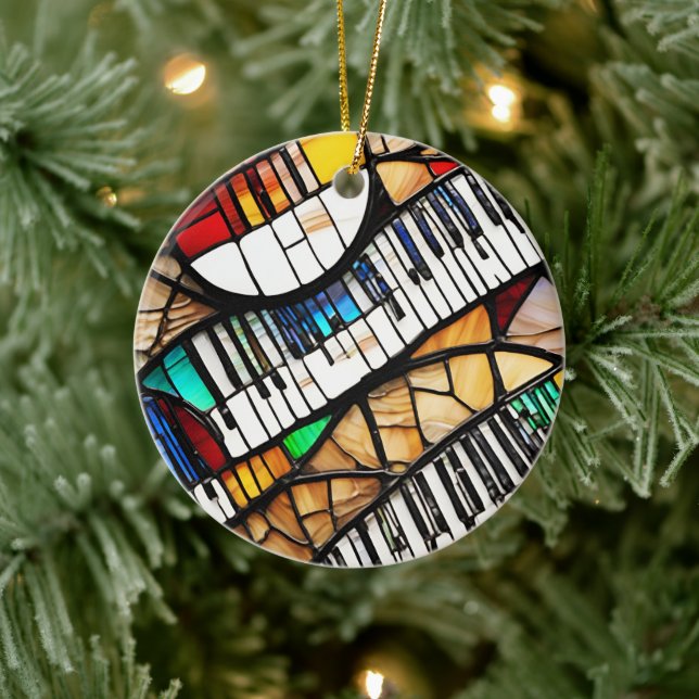 Piano tangentbord musikinstrument julgransprydnad keramik (Träd)