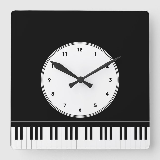 Piano tangentbord musikväggklocka fyrkantig klocka (Framsida)