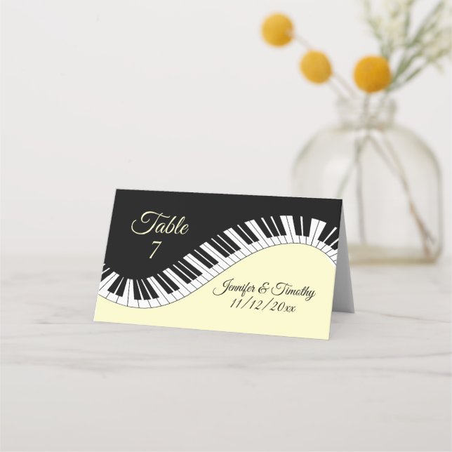 Piano Tangentbord Namn Datum Bord # Gult Music Placeringskort (Framsida)