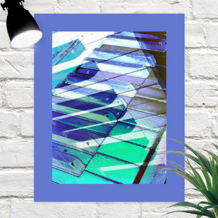 Piano Tangentbord Nycklar Music Abstrakt Blue Turc Poster