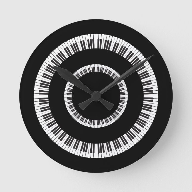 Piano Tangentbord Nycklar Rund Klocka (Framsida)