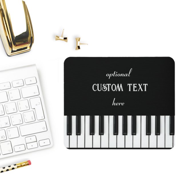 Piano Tangentbord och anpassade, svart och vit Musmatta (Piano keyboard mouse mat with text you can customize)