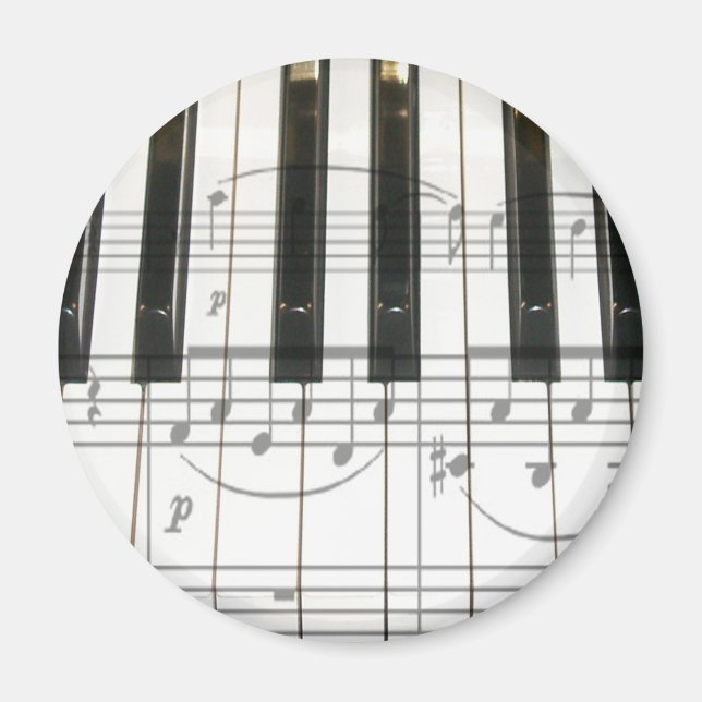 Piano Tangentbord och Musik noter Magnet (Framsidan)