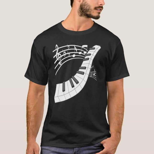 Piano Tangentbord och Notes Musical Instrument Pia T Shirt (Framsida)