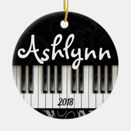 Piano Tangentbord Personlig Pianist Musician Gift Julgransprydnad Keramik