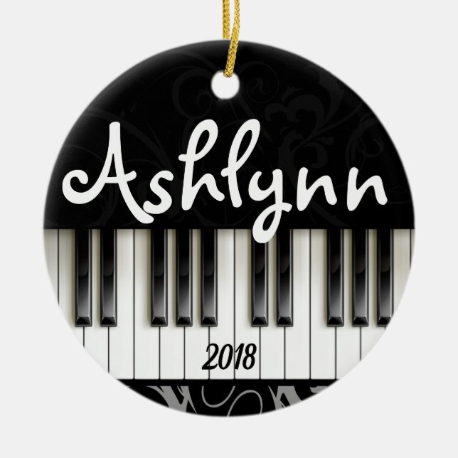 Piano Tangentbord Personlig Pianist Musician Gift Julgransprydnad Keramik (Framsidan)