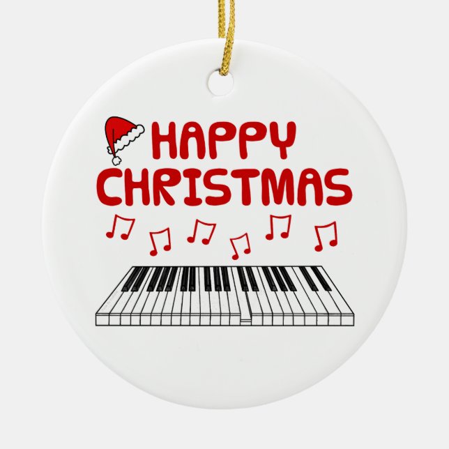 Piano Tangentbord Pianist Musician jul Ornament (Framsidan)
