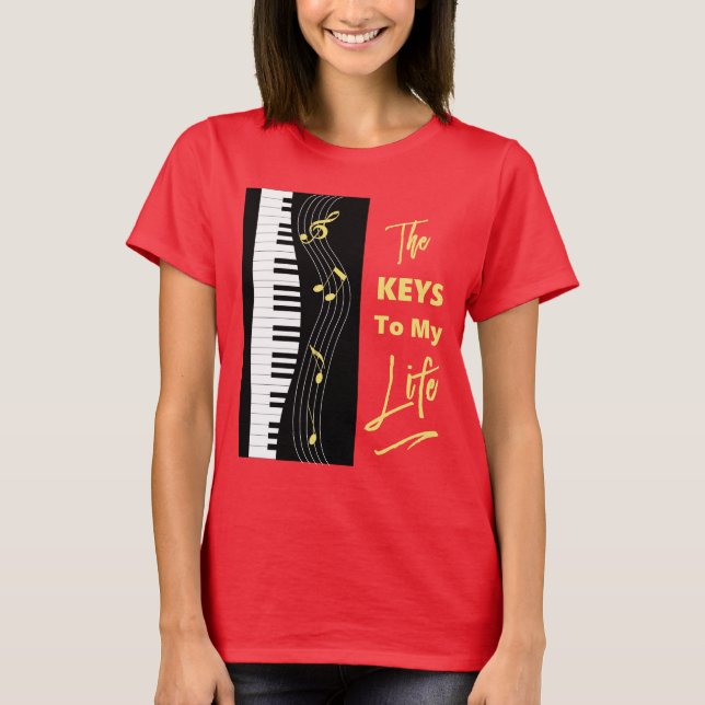 Piano Tangentbord Players Roligt Musik noter Graph T Shirt (Framsida)
