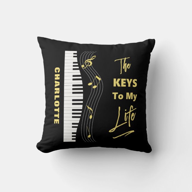 Piano Tangentbord Players Roligt Musik noter Kudde (Framsida)