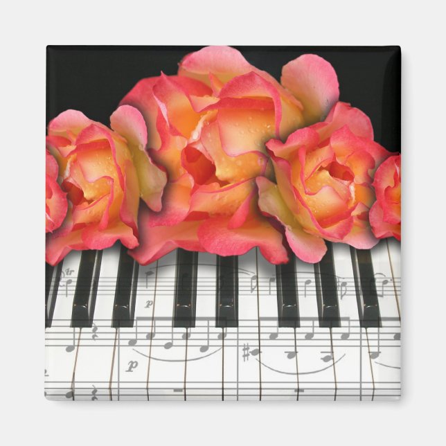 Piano Tangentbord Ro och Musik noter Magnet (Framsidan)