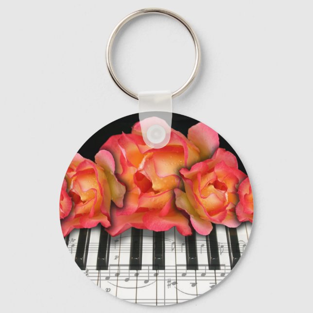 Piano Tangentbord Ro och Musik noter Nyckelring (Framsida)
