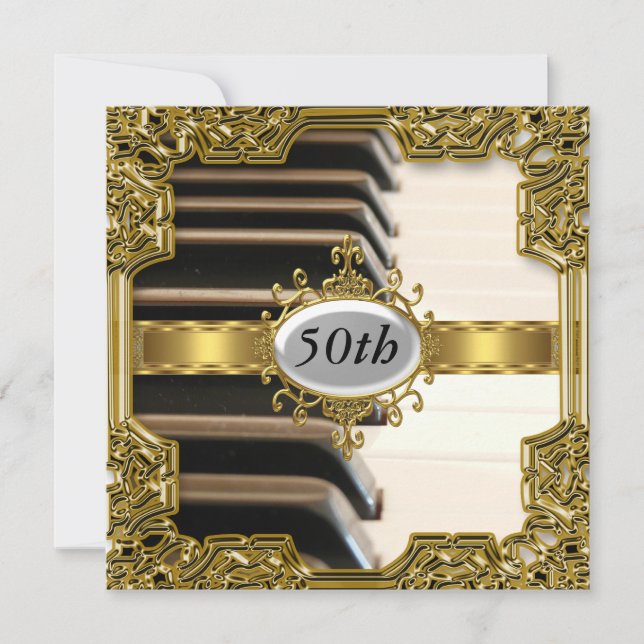 Piano Tangenter Födelsedagsfest Glamour Het Inbjud Inbjudningar (Framsida)