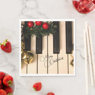 Piano Tangenter Julkrans & Bjällror Pappersservett