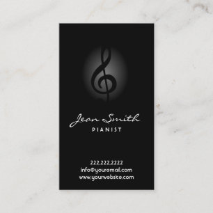 Piano Teacher Elegant Black Pianist Visitkort