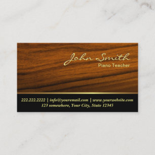 Piano Teacher Elegant Mörk Wood Background Music Visitkort