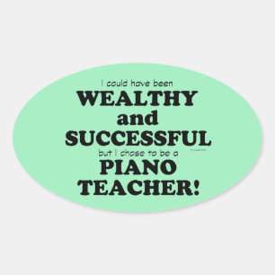 Piano Teacher-Förmögen och Oval Sticker Ovalt Klistermärke