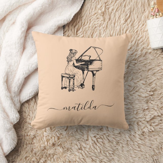 Piano Teacher Gift Peach Elegant Pianist Kudde (Filt)