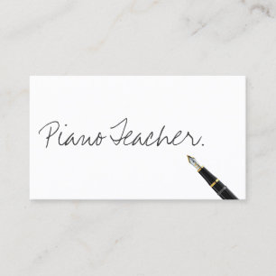 Piano Teacher Handskriftlig Typography Music Visitkort