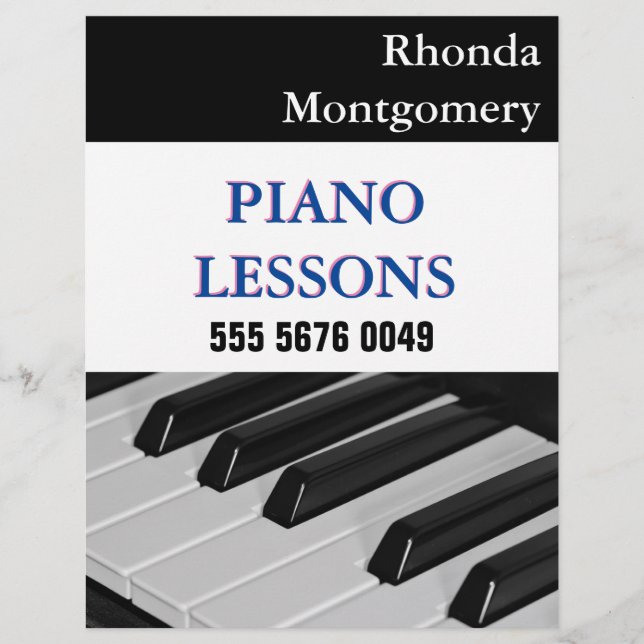 Piano Teacher Lessons Business Advertising Flyer (Framsidan)