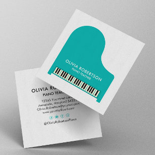 Piano Teacher, Music Studio, Piano Tutor, Pianist Fyrkantigt Visitkort