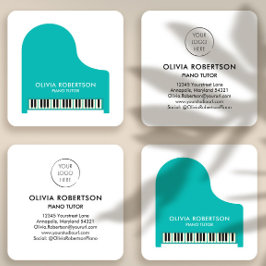 Piano Teacher, Music Studio, Piano Tutor, Pianist Fyrkantigt Visitkort