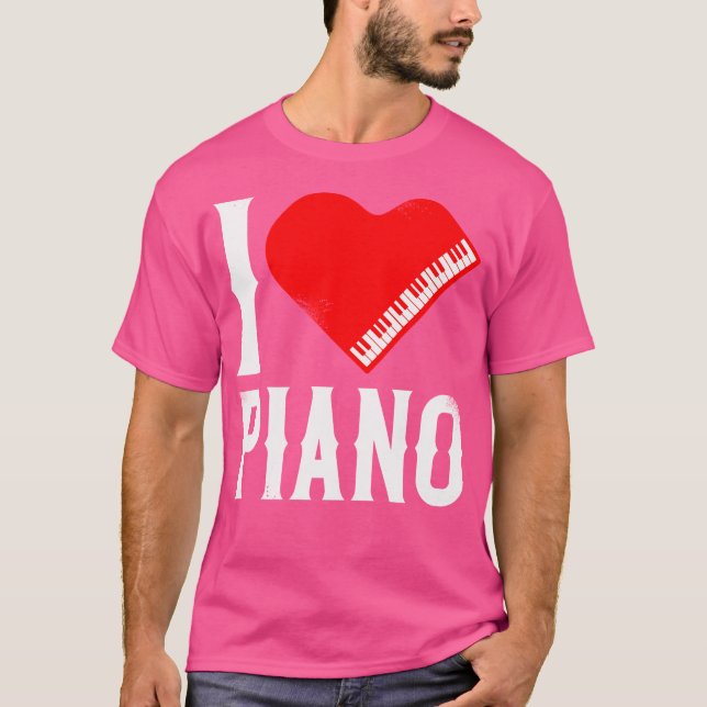 Piano Teacher Pianist Heart I Love Piano T Shirt (Framsida)