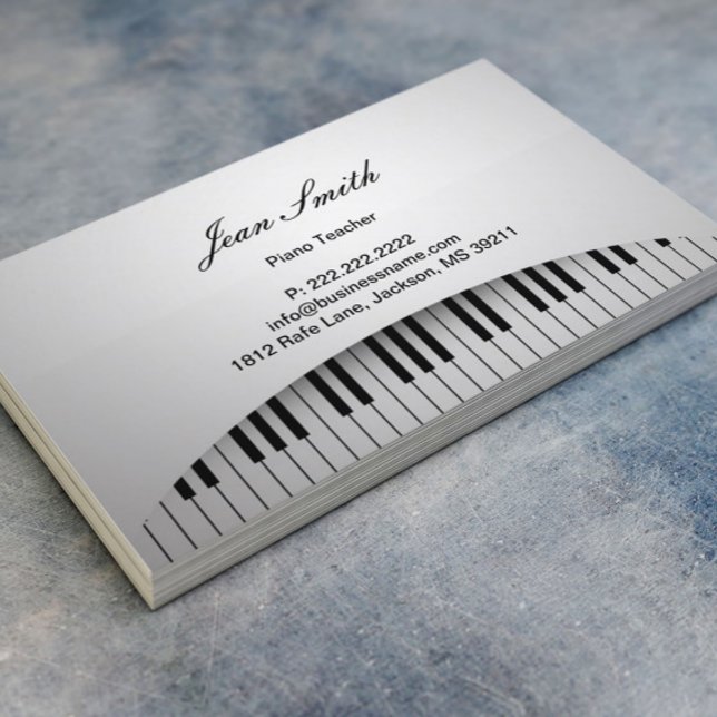 Piano Teacher Pure White Piano Nycklar Music Visitkort (Skapare uppladdad)