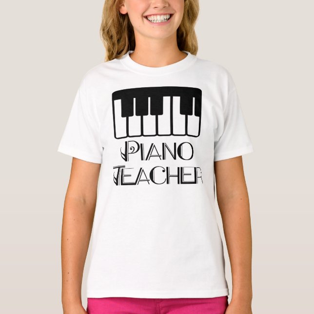 Piano Teacher Tangentbord Music T-shirt (Framsida)