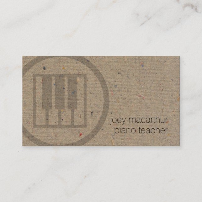 Piano Teacher Tangentbord Nycklar Icon Music Visitkort (Framsida)