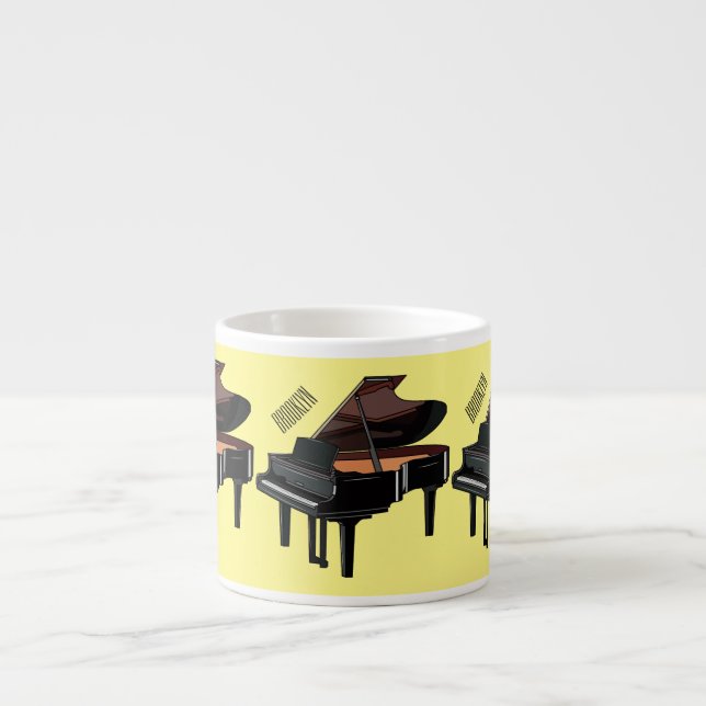 Piano-tecknad illustration espressomugg (Framsidan)