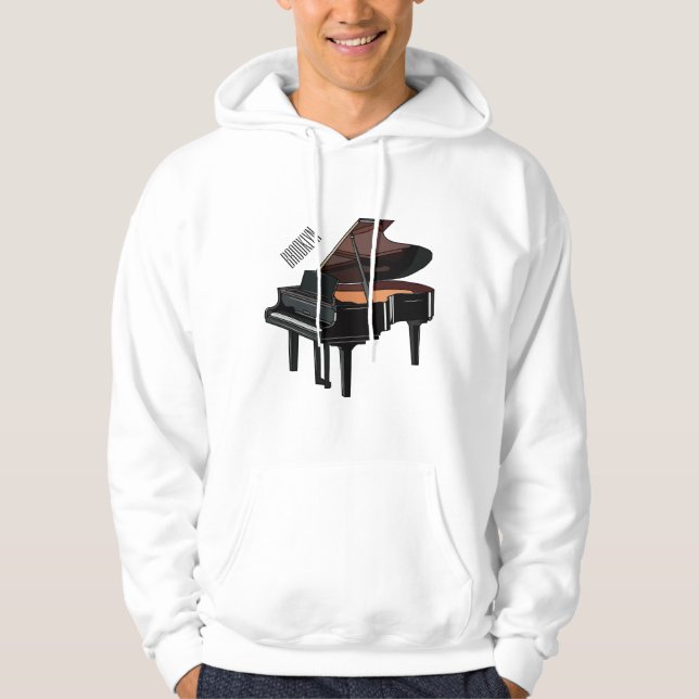 Piano-tecknad illustration hoodie (Framsida)