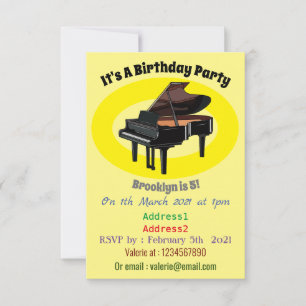 Piano-tecknad illustration inbjudningar