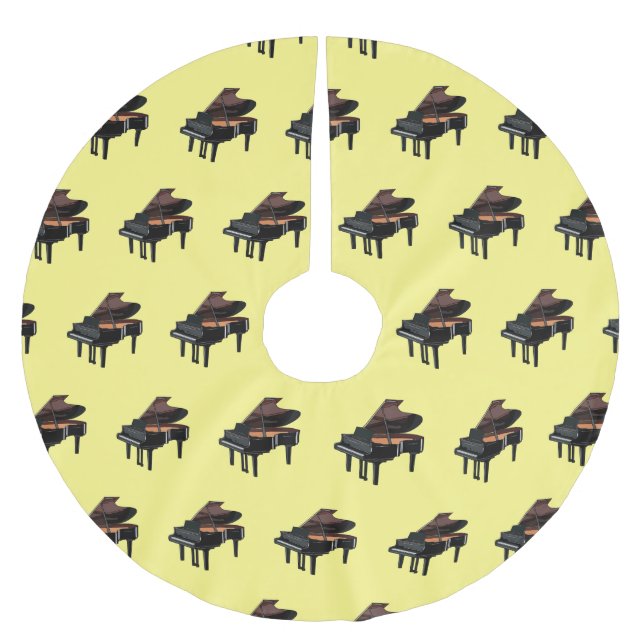 Piano-tecknad illustration julgransmatta borstad polyester (Framsidan)