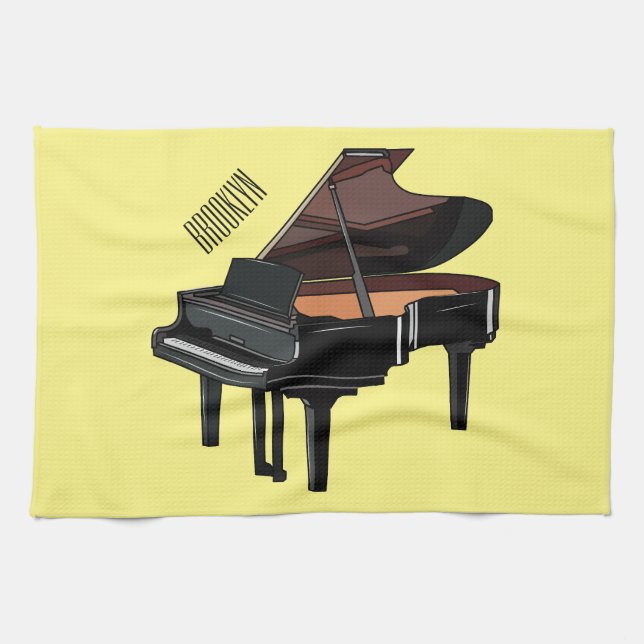 Piano-tecknad illustration kökshandduk (Horisontell)